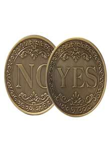 1/3件直径4厘米 是或否 做决定 纪念币 双面徽章 收集礼物 万圣节 玩魔术币 - 彩色 - 查看 5