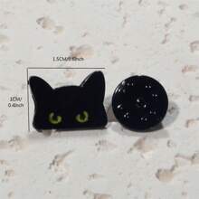 1 Pc Stylish Black Cat Enamel Pin Brooch For Men Women, Cartoon Animal Lapel Pin Fashion Accessory Gift Summer, School