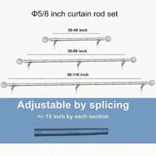 Yafa Home Fashion Adjustable Curtain Rod For Windows, 3/4 Inch Pole Single Curtain Rod With Ball Finials, All Hardware Included. (Black, 30" - 45") - Silver - View 6