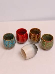 1 件极简主义奢华裂纹釉复古粗陶咖啡杯，创意渐变陶瓷杯，拿铁，冰咖啡杯 - 彩色 - 查看 11