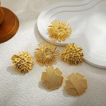 1 par de pendientes de aro exagerados con cadena retorcida de color dorado metálico, regalo del Día de San Valentín para mujeres