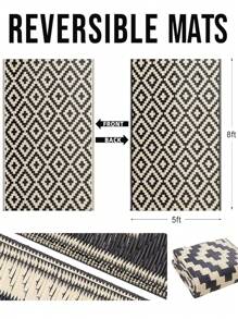 Waterproof Outdoor Rug, 5x8 Ft, Reversible Plastic Grass Patio Carpet For Garden, Camping, RV, Suitable For Yard, Patio, Balcony, Outdoor Entrance, Backyard, Bench, Picnic, Camping, Pool Deck, Black And Beige - Beige - View 4