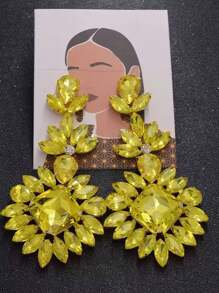 Luxury Crystal Long Drop Earrings Women Fashion Statement Earrings Wedding Party Gifts Accessory Rhinestones Jewelry - Multicolor - View 3