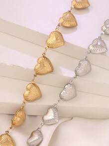 1pc 18k PVD Gold Plated Stainless Steel Hollow Heart Pendant Necklace For Women Silver Golden Color Light Handy Heart Chain Necklaces Party Jewelry Gifts - Necklaces - View 8