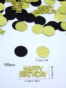100pcs Happy Birthday Black & Gold Round Confetti - Multicolor - View 3