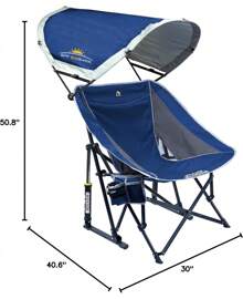 Pod Rocker Outdoor Rocking Chair With SunShade Canopy - Blue - View 11