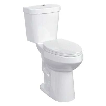 Broadfashion Two-Piece Toilets For Bathrooms, Comfort Chair Height Elongated Toilet With Soft Close Seat, Glossy Porcelain Toilet Two Piece, Comfort Bowl Height Toilet For Bathroom
