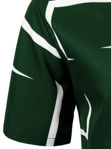 Camisa de manga corta de negocios casuales con patrón geométrico 3D de moda para hombre en verano