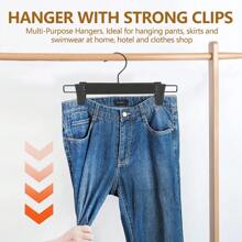 10-80 Pack Pack Clear Pants Hangers, Non-Slip Women's Skirt Hanger, Heavy Duty Slim Plastic Hanger, Space Saving Organizing Skirt Hanger With Clips For Pants, Skirts - 黑色 - 查看 5