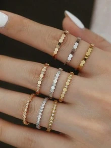 Bộ 3 chiếc nhẫn hình tổ ong - Bộ trang sức thời trang, thích hợp để đeo hàng ngày, làm quà tặng Giáng sinh, Năm mới, Ngày Valentine và các dịp lễ khác. - Bộ nhẫn tổ ong - Xem 2