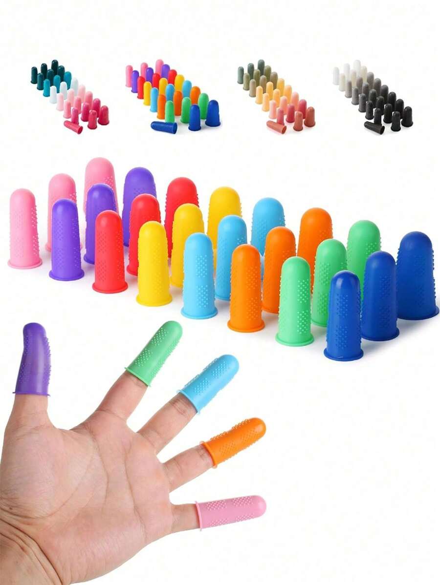 Set de 5 protectores de dedos de silicona, protectores de dedos para pegamento caliente, dedales de silicona, protectores de dedos para pegamento caliente, almohadillas de agarre para la punta de los dedos para contar dinero, clasificar, escribir y juegos deportivos