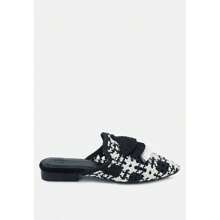 MARIANA Black Woven Flat Mules With Tassels - 黑色 - 查看 2