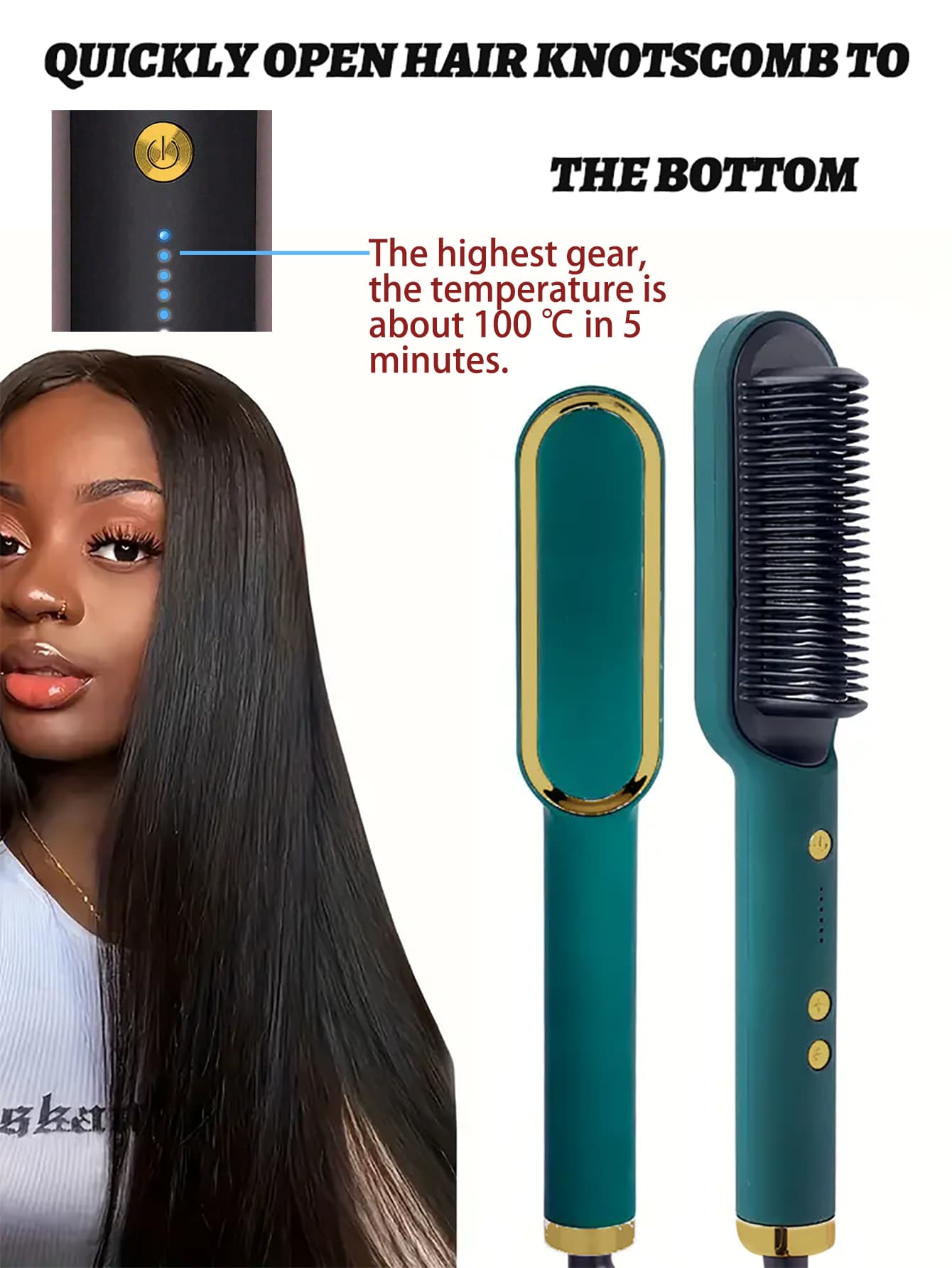 Máy uốn tóc và hỗ trợ tóc đa năng 2 trong 1, sử dụng cả ướt và khô, công nghệ gốm, phích cắm 110V của Hoa Kỳ, lược tạo kiểu tăng dần nhiều nhiệt độ, quà tặng cho nữ, quà tặng Ngày của Mẹ - Xem 1