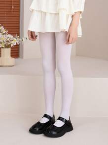 1件装女童白色天鹅绒踩脚裤袜，适合日常穿着、跳舞、搭配裙子，也适合返校季、学生、新学期以及所有季节。 - 白色 - 查看 3