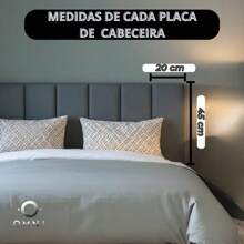 Modular Headboard Kit For Queen King Double Bed Upholstered Box Rectangular Plate 20x45 Centimeters - White - View 7