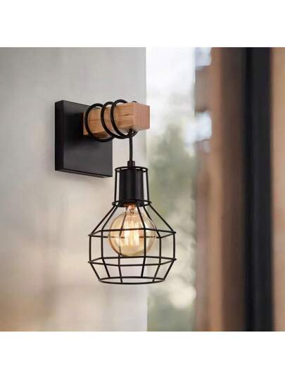 Chinese Retro Minimalist Bar/Hallway/Courtyard Creative Bedside Wand Lamp, Wooden Lighting Fixture view 2