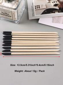 10 件装双头指甲角质层推刀木质设计棒黑色砂砾去除死皮橙色木棒适用于美甲工具 - 彩色 - 查看 7