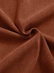 Men's Casual Solid Color Short Sleeve Corduroy Shirt - Brown - View 4