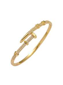 1pc Fashionable And Exquisite European & American Style High-End Design Personalized Micro-Inlaid Zirconia Clasp Bracelet For Women