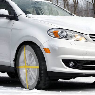 Thickened Snow Socks Or Manganese Alloy Steel Snow Chains For Tires With Anti-Slip Traction And Quick Installation For Cars SUVs Pickup Trucks And Light Trucks (Pack Of 2) In Various Sizes