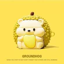 1 件可爱企鹅、榴莲、仓鼠和饼干熊硅胶耳机盒，防震，兼容 Apple 1/2/3、Pro/Pro2、New 4