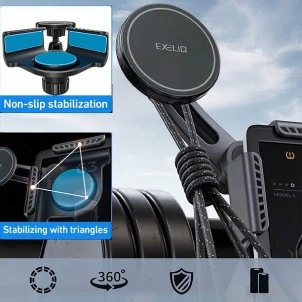exeliq Tesla Phone Mount, [Strong Magnets & Super Stable ] Tesla Phone Holder Model 3/Y Accessories For Tesla Screen, Compatible With IPhone, Android Phone, Gift For Birthday, Family, Friends Magnetic, Car Accessories, Car Phone Holder Compatible With IPhone, Android Phone, Gift For Birthday, Family, Friends