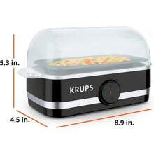 KRUPS: Cocina de huevos de plástico y acero inoxidable, 6 huevos de 400 W, duro, mediano y suave, hervido, escalfado, revuelto, tortillas, color negro - 1 - Ver 7