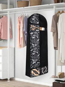 1 件便携式婚纱服装袋，三折新娘礼服袋，适用于长礼服，带衬料和配件口袋，黑色礼服套，适用于婚纱、晚礼服