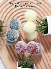 6pcs Artificial Mini Fur Ball Small Potted Plants - Suitable For Home Decor, Festival Atmosphere Desktop Decoration, Window Sill, Bathroom Decor Gifts Birthday Graduation,Garden Decor,Outdoor Plant,Gardening,Fake Flowers - Multicolor - View 7