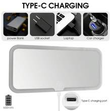 汽車遮陽板化妝鏡，具有3種照明模式的LED汽車鏡，可充電的汽車化妝鏡-具有可調光觸摸控制，適用於任何汽車照明鏡 - 白色 - 查看 7