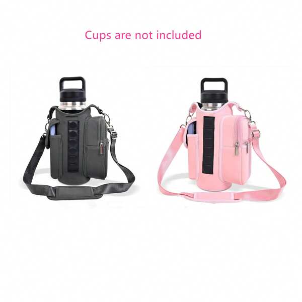 Bolsa portabotella de agua magnética con bolsillo para teléfono, correa y asas, accesorio de almacenamiento para fitness y ejercicio con 5 imanes incorporados, adecuada para hombres y mujeres