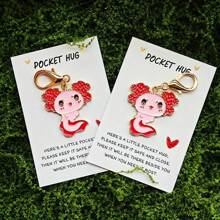 可爱的迷你蝾螈钥匙扣口袋拥抱卡，是送给动物爱好者的积极而幸运的小礼物，非常适合生日、婚礼、情人节、复活节、母亲节、父亲节，以及作为特殊的鼓励象征或励志珠宝。 - 彩色 - 查看 6