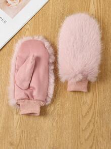 1 Cặp Găng tay ấm áp toàn ngón tay bằng polyester pha trộn dành cho nữ, lớp lót sang trọng, viền bông, thời trang & đa năng cho hoạt động ngoài trời, đêm hẹn hò, thường ngày, mùa đông - Nhiều màu - Xem 10