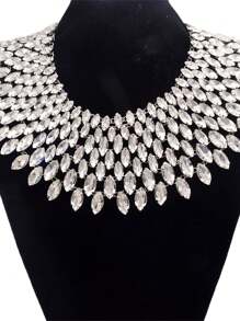 Cuier 1PC Gorgeous Crystal Glass Gemstone Big Necklace For Women Party Jewelry Wedding Shiny Rhinestone Collars - Handmade Necklace - View 3
