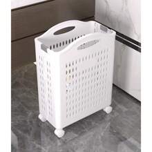 An Extra-Large Foldable Laundry Cart - A Multi-Functional Storage Basket With Wheels, A Multi-Layer Storage Rack, Heavy-Duty Mobile Linen Cart, Suitable For Dormitories And Bathrooms For Storing Dirty Clothes And Trash, Shelf Basket, Portable, Lidless Clothing Storage Solution, Suitable For Bathrooms And Balconies, Durable Plastic, Ideal Christmas Gift, Mobile Clothes Basket | Modern Laundry Basket | Easy-To-Carry Handle, Laundry Basket - White - View 8