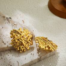 1 par de pendientes de aro exagerados con cadena retorcida de color dorado metálico, regalo del Día de San Valentín para mujeres