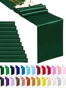 Set de 2 piezas/10 piezas Manteles de tela satinada multicolor de 30*275cm de largo, telas de alta calidad y suavidad sedosa para bodas, fiestas de cumpleaños, banquetes, graduaciones, decoración de eventos de compromiso, también se puede usar como faja para sillas o accesorio