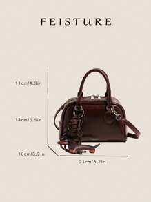 1 Pieza, Bolsa de tela Bowling de PU de estilo retro, Bolsa cuadrada pequeña de mujer con cierre de cremallera, Bolso bandolera transversal (Sigue la tienda para accesorios colgantes anudados), Adecuado para niñas, mujeres, estudiantes universitarias, nuevos profesionales y trabajadores de oficina, Muy adecuado para trabajo, negocios, ir y venir del trabajo, escuela