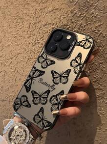 1pc Customizable Phone Case With Letter Name, Butterfly Pattern, Compatible With Samsung And IPhone 16/15/14 Plus/13 Pro/12 Pro Max/11/7P/XS/XR, Hard PC Material, Scratch-Resistant, Fingerprint-Proof, Suitable For Personal, Partner, Family, Friend, Couple, Sister, Birthday, Anniversary Gift