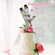Tóper personalizado para pastel de bodas, exhibición de foto personalizada, estatua romántica de foto, regalo de aniversario - Multicolor - Ver 4
