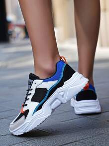 New Mesh Chunky Sneakers, Thick Sole Platform Fashionable Girl's Shoes, Outdoor Non-Slip Lightweight Casual Sport Sneakers For Teenagers - View 5