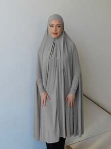 1 Peça Acessório Abaya Feminino, Véu Grande Macio e Liso para Cobrir o Queixo, para Peregrinação, Lenço de Cabeça Turbante com Mangas