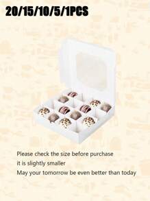 带窗口的透明烘焙盒、甜点盒、糕点盒、礼品盒，简单方便，可接触食物，可混合和组装糖果、巧克力，非常适合庆祝活动和家庭烘焙