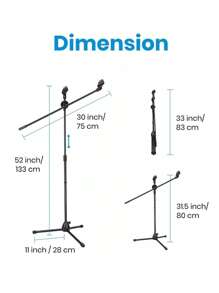 Pedestal Para Microfono Base Doble Boom Atril Profesional - Negro - Ver 2