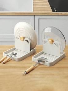 1 件盖子收纳架，多功能盖子架和勺子架，方便的厨房台面收纳配件