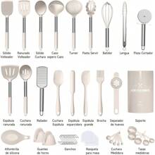 Utensilios de Cocina de Silicona: 43 Piezas Juego de Utensilios de Cocina Antiadherente,Utensilios de Cocina de Silicona Resistente Sin BPA El Mejor Juego de Utensilios de Cocina - 1 - Ver 2