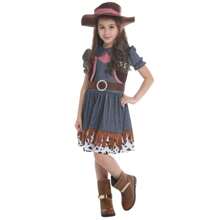 Un conjunto de hermosa falda de mezclilla para niñas, con un sombrero, adecuado para una altura de 110-140 cm, disfraz para actuaciones en el escenario