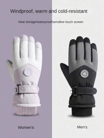 Guanti da sci con touch screen, impermeabili, antivento e con fodera calda, adatti per sport all'aperto, adatti sia per uomini che per donne