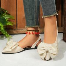 Women's Fashion Cute Bow Decor Adjustable Flat Pointed Toe Sandals