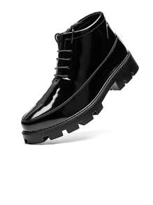 2025 Spring New Chelsea Boots Ankle Boots British Pointed Toe High-Top Leather Shoes For Men, Hairstylist - Black - View 6